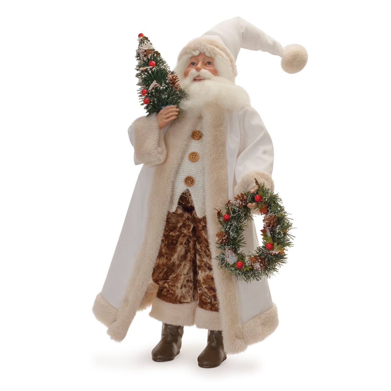 Melrose Santa with Christmas Wreath and Tree Tabletop Figure - 21.5"